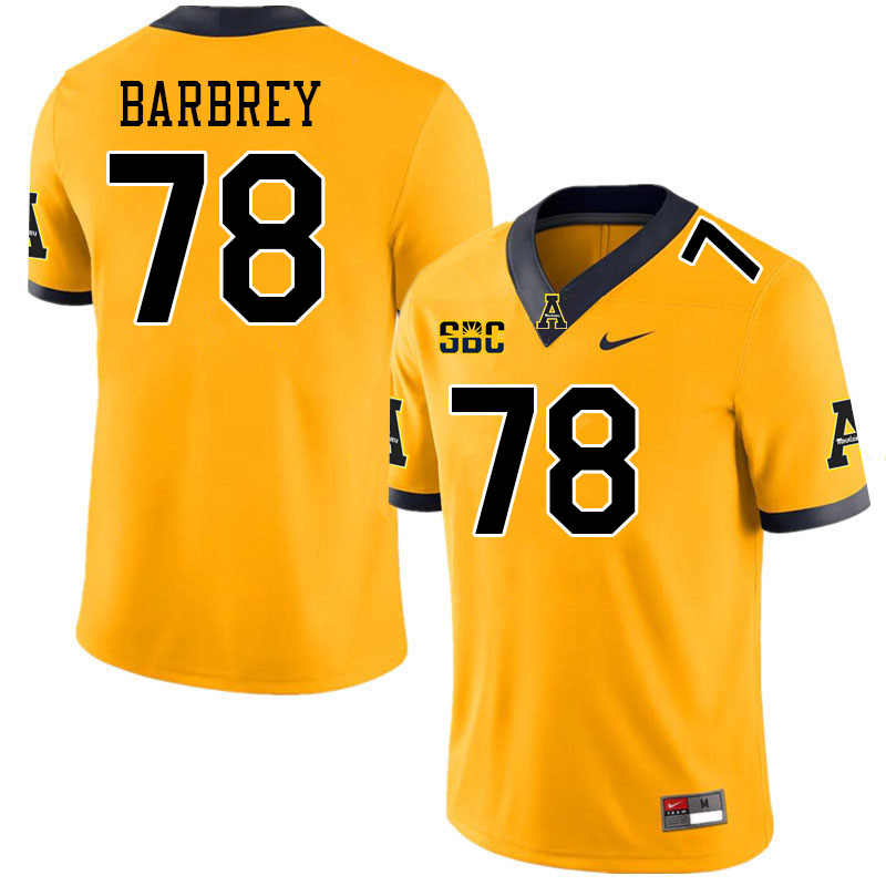 Men #78 Dylan Barbrey Appalachian State Mountaineers College Football Jerseys Stitched-Gold